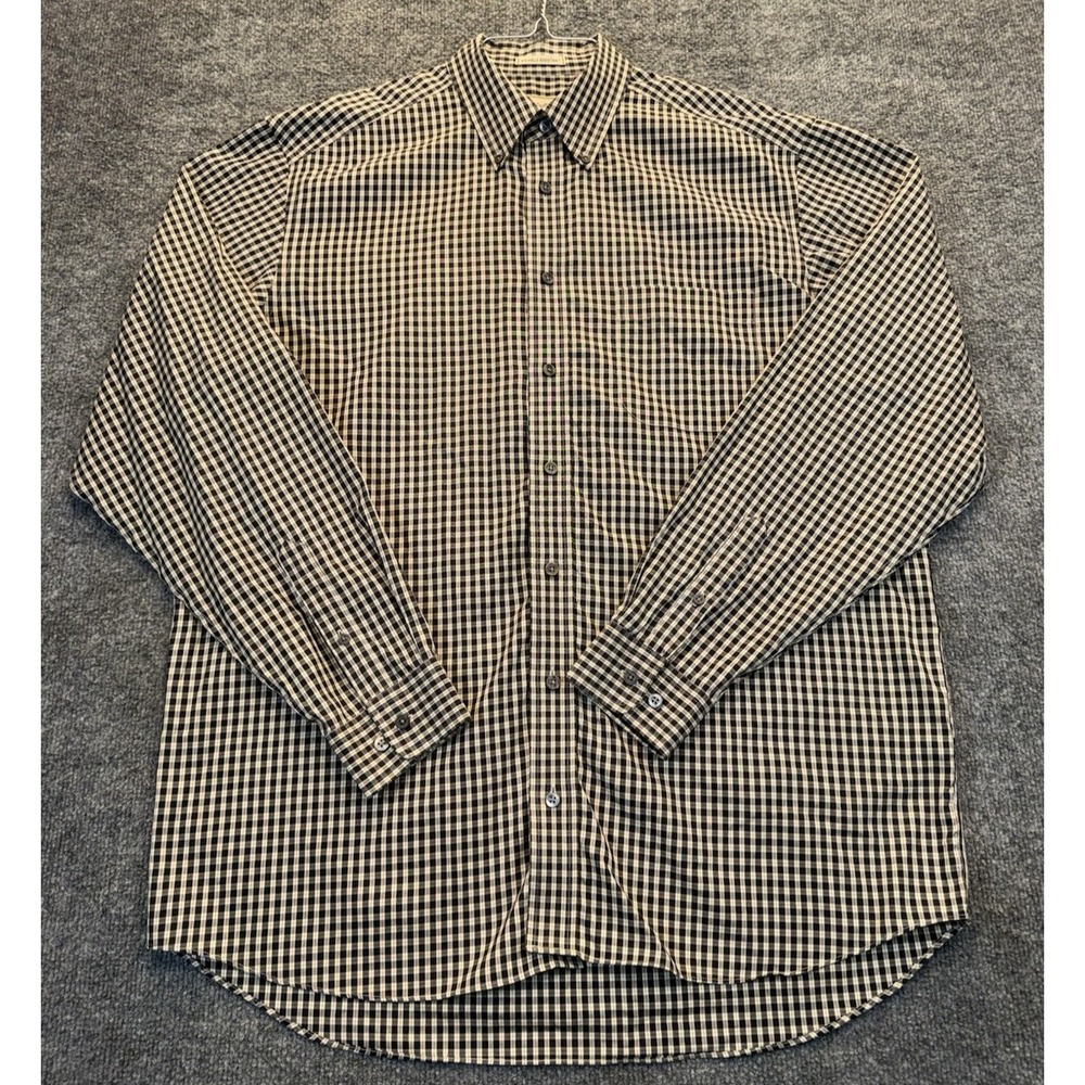 Vintage Eddie Bauer Men's Tall L Plaid Check Button Up Shirt 100% Cotton